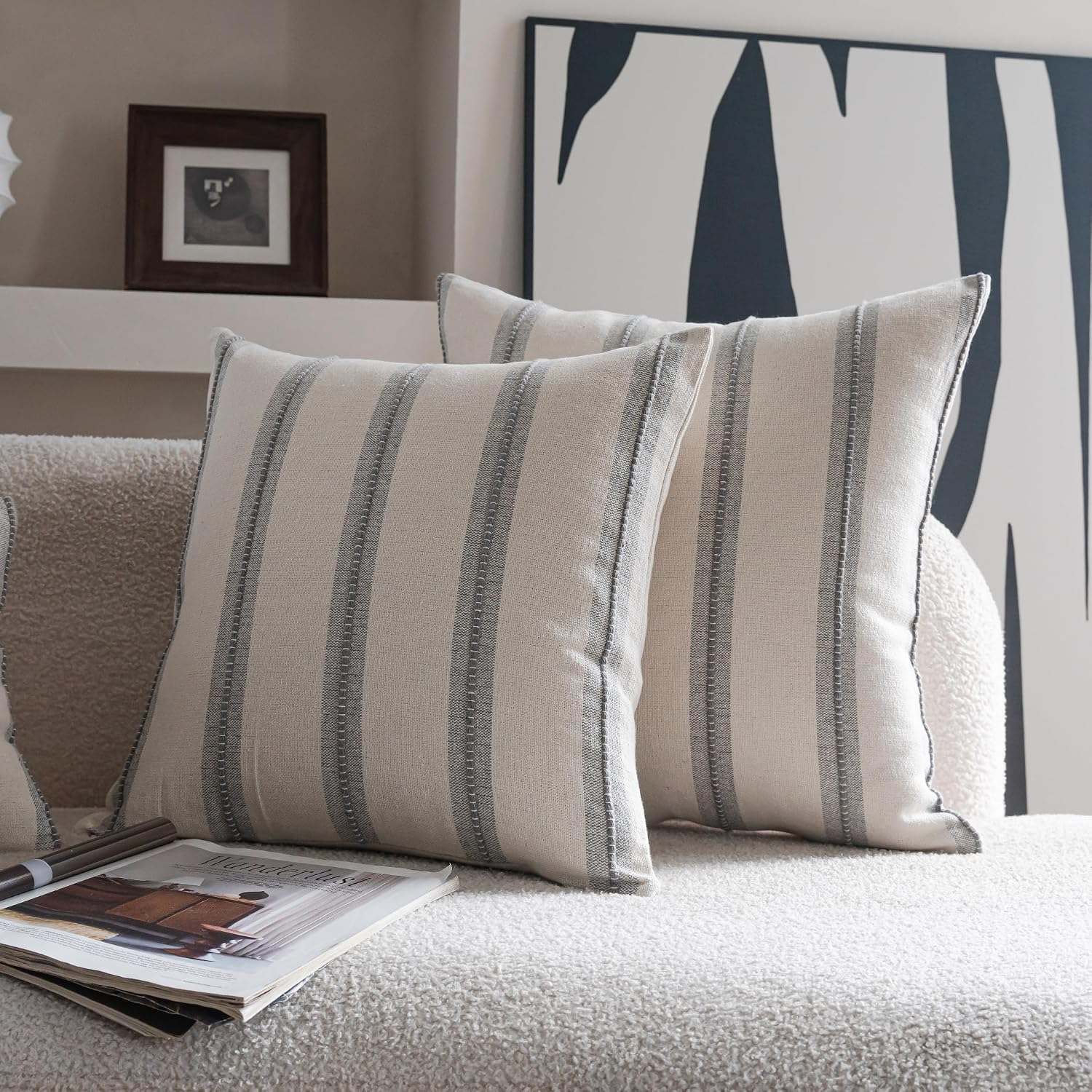 Boho Throw Pillow Covers / Grey / 18 x 18 / Set of 2