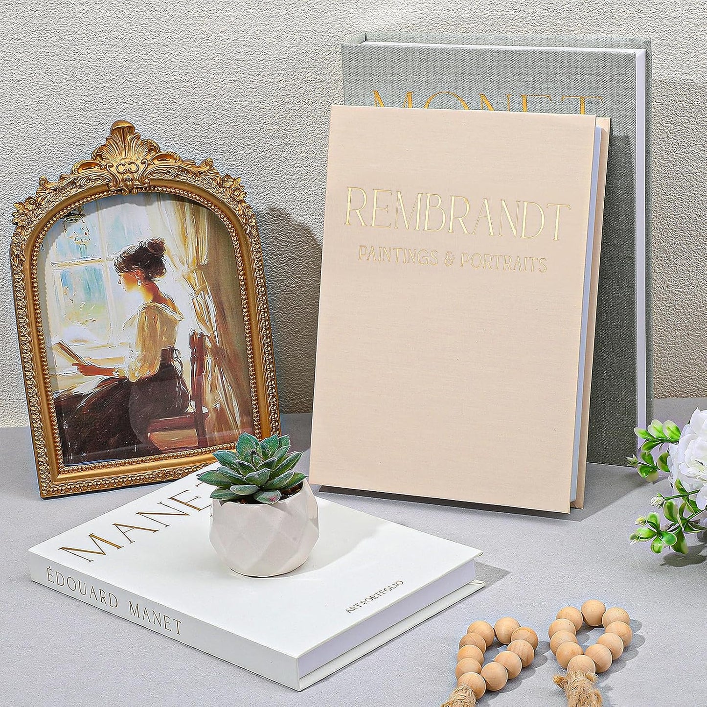 Faux Linen Books for Decoration / Set of 3