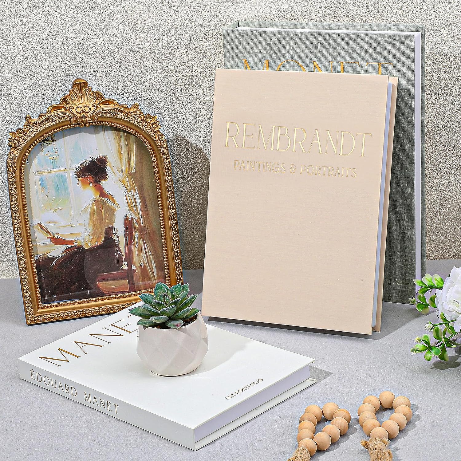 Faux Linen Books for Decoration / Set of 3