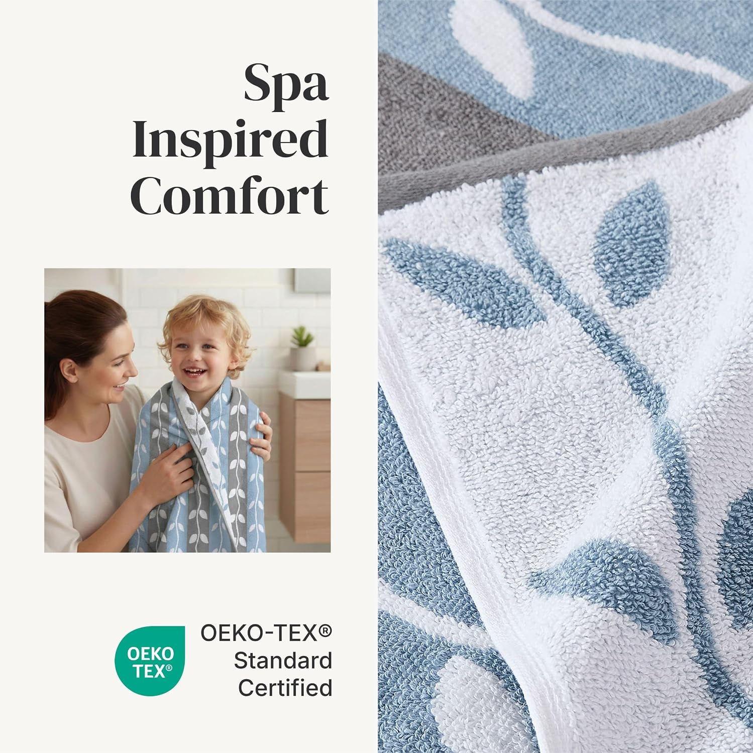 Modern Threads 6 Piece Bath Towel Set – Bathroom Set with 2 Bath Towels, 2 Hand Towels, and 2 Wash Cloths – 100%