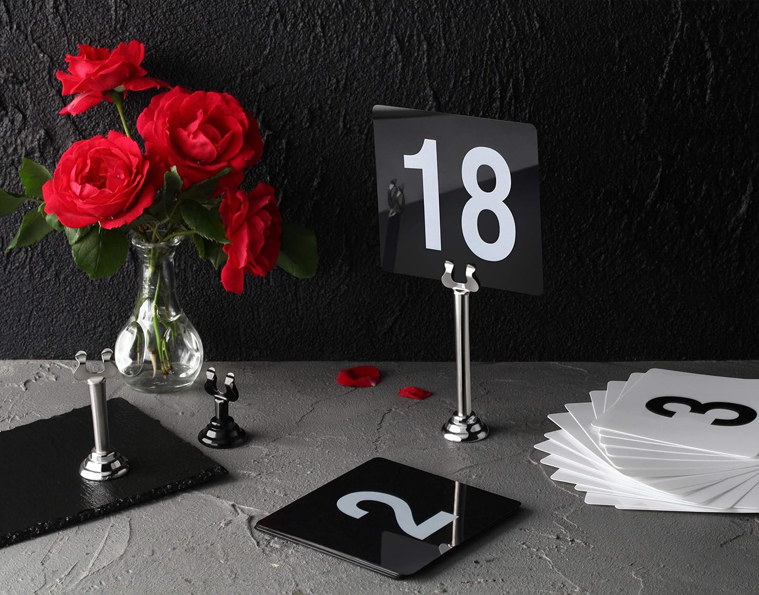 New Star Foodservice Triton Harp Clip Style Place Card / Table Number Holder, 1.5 Inch (Black)