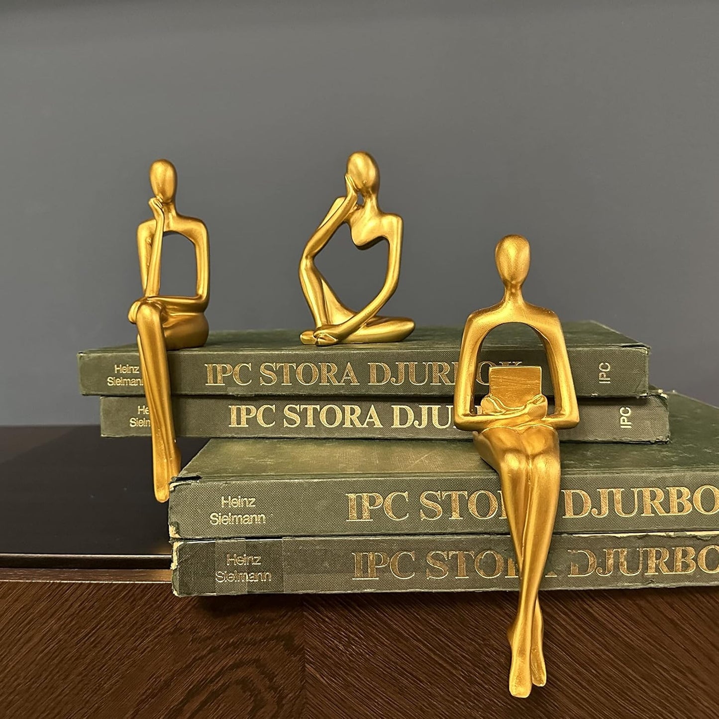 Home Decor Thinker Statue Accents / Gold / Small / Set of 3