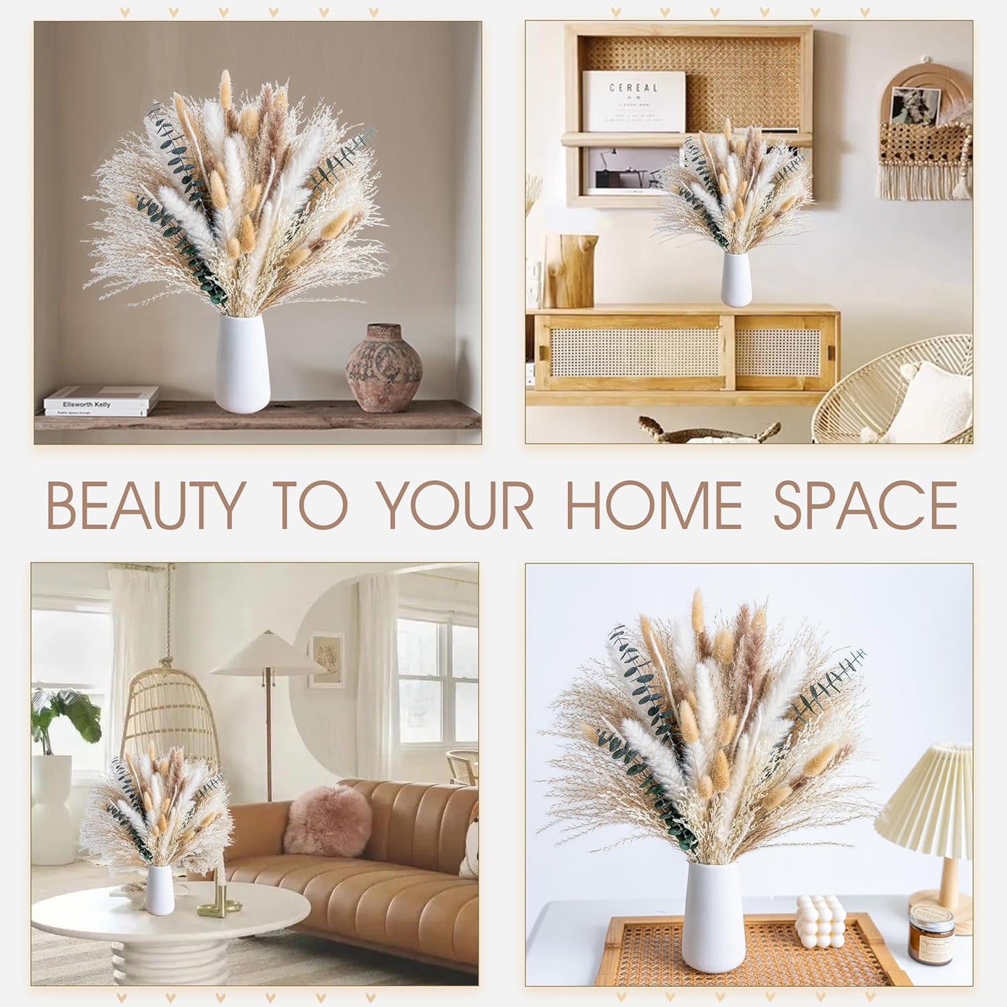 Boho Decor Bouquet Eucalyptus Pampas Grass Decor Dried Pampas Home Decor Dried Flowers / White&green