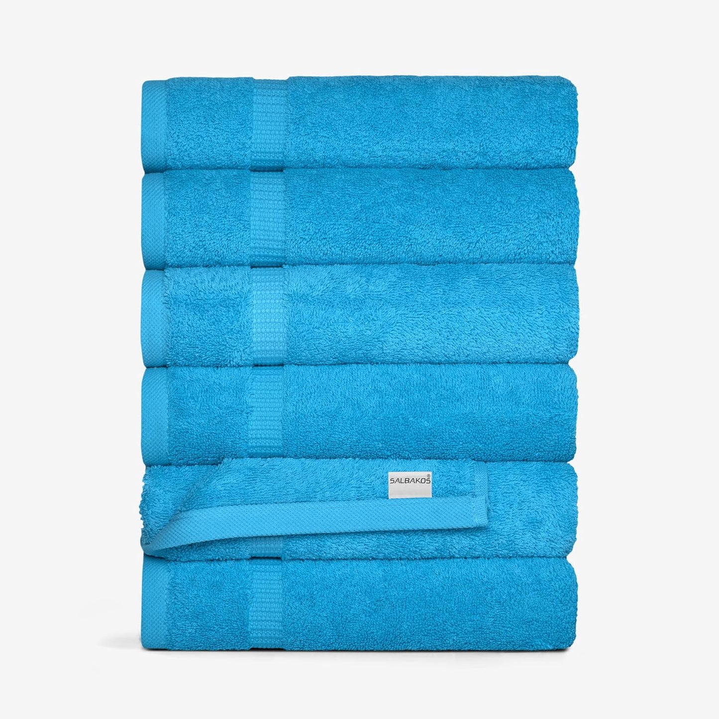SALBAKOS 6-Piece 100% Turkish Cotton Hand Towels, 16x30 inch, Aqua | Large Size Thick Super Soft Highly Absorbent