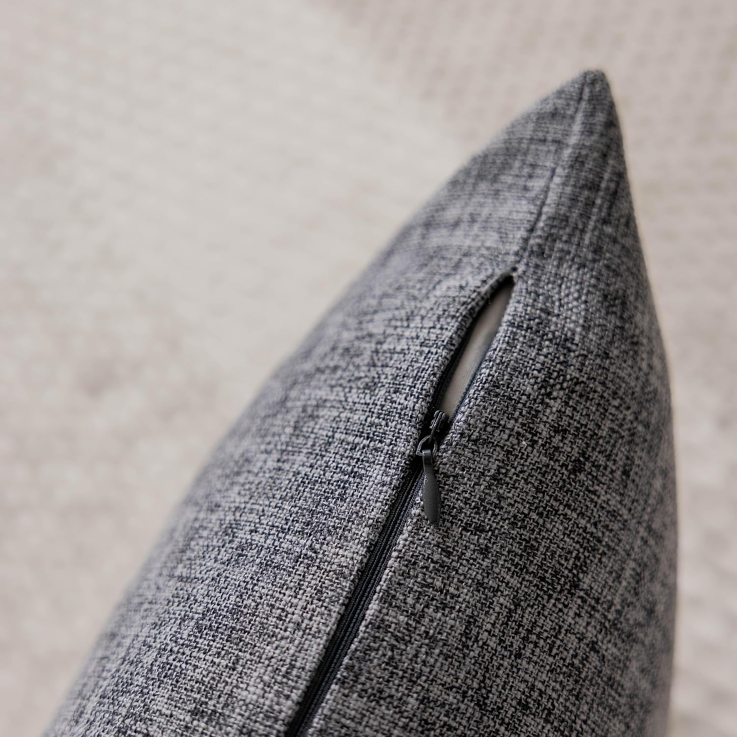 Gray Pillow Covers Soft Lined Linen Throw Pillow Cases Decorative / 18 x 18 / Ash Grey / Set of 4