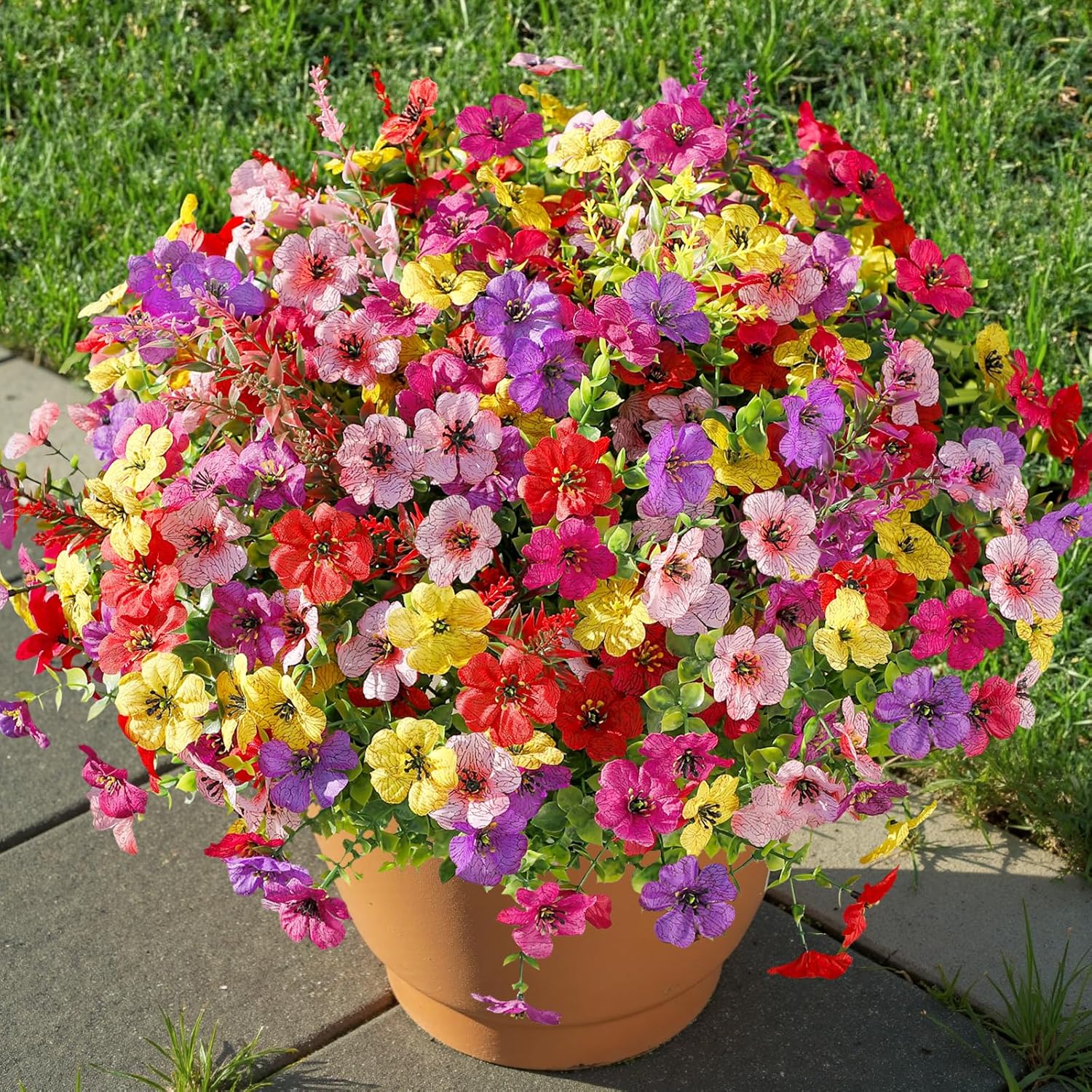 24 Bundles Artificial Flowers / Redrosypurpleyellowpink / Set of 24