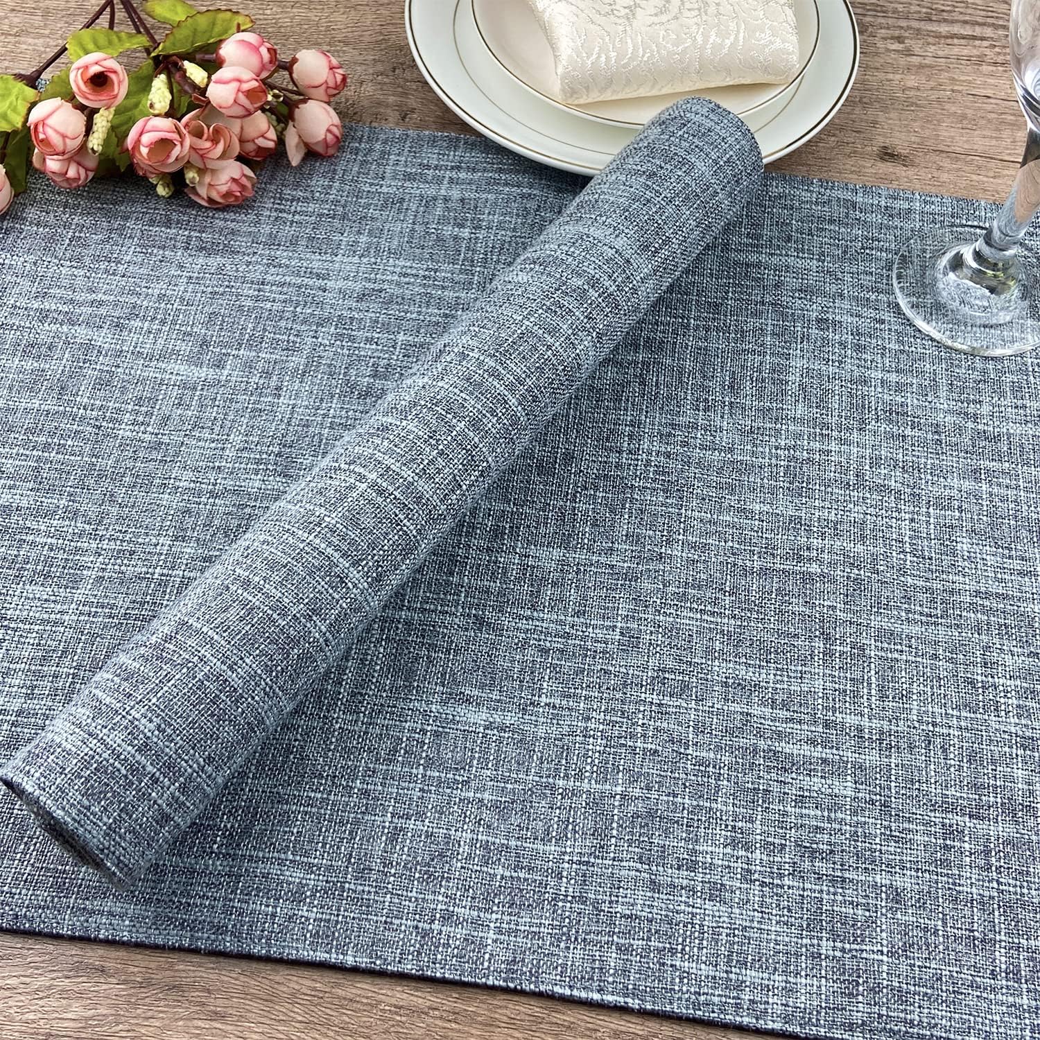 Weabetfu Cloth Placemats Set of 6 Heat Resistant Dining Table Placemmats | Cotton Linen Machine Washable Kitchen Table