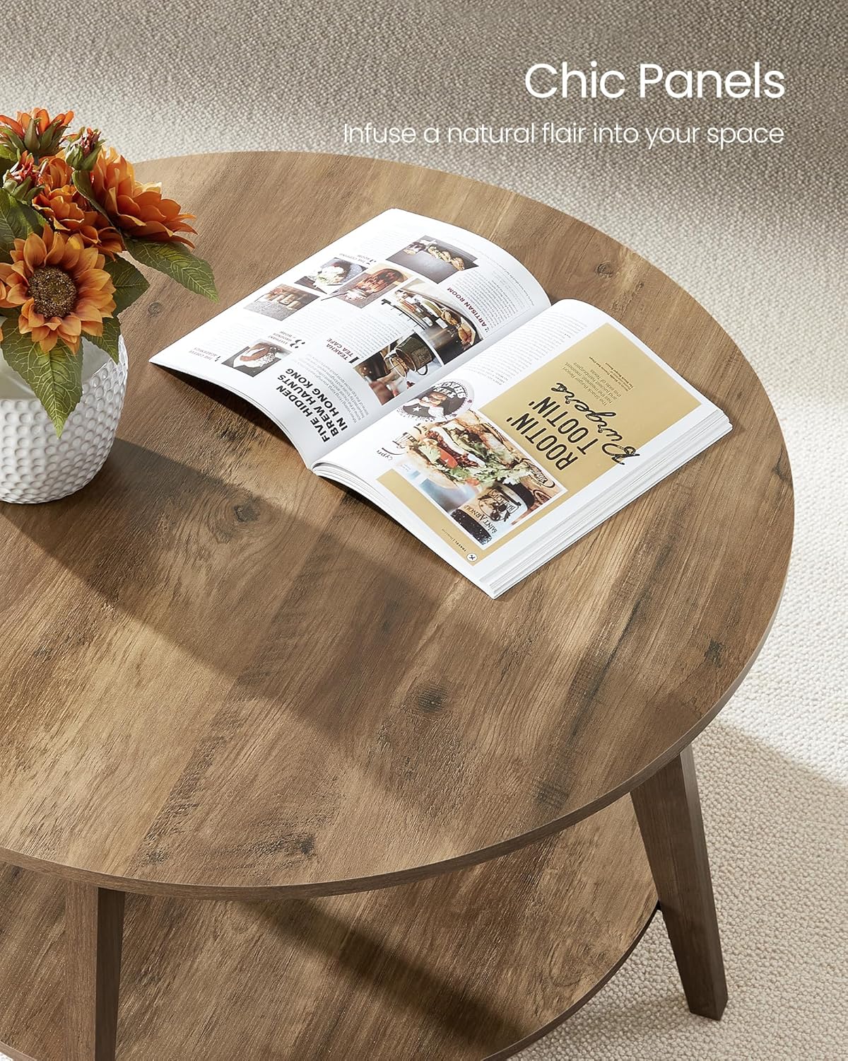 Round Coffee Table / Honey Brown
