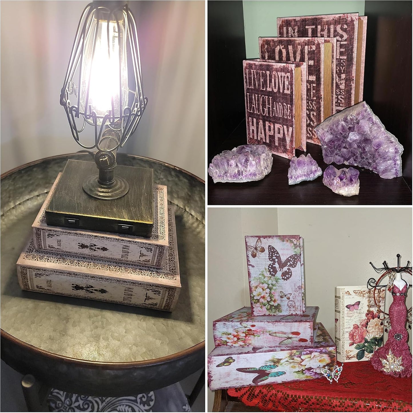 Vintage Style Fake Book Storage Organizers in 11 / Moon / Set of 3