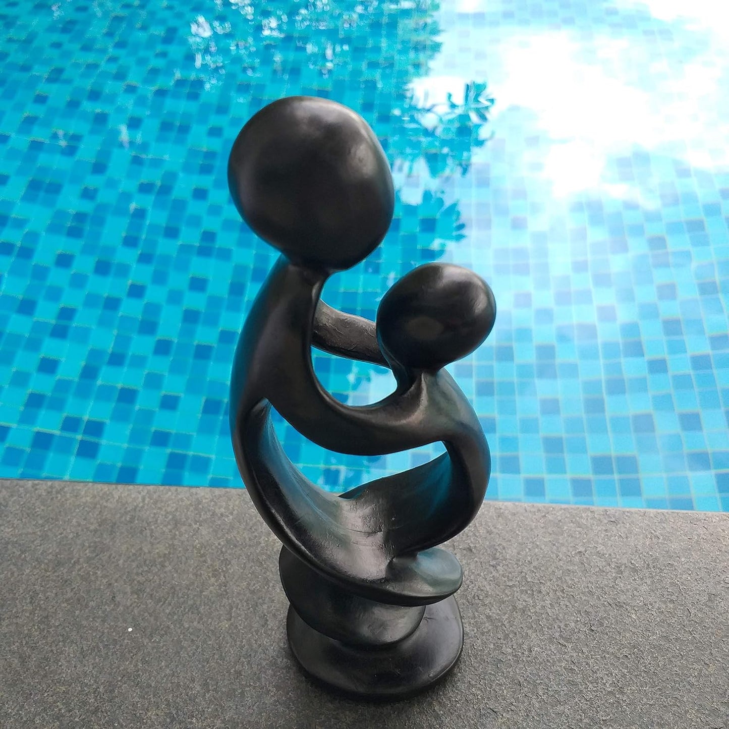 Mother and Child Figurine Abstract Mom Dad Family Love Sculpture Small Resin / 8.5 In:mom and Child