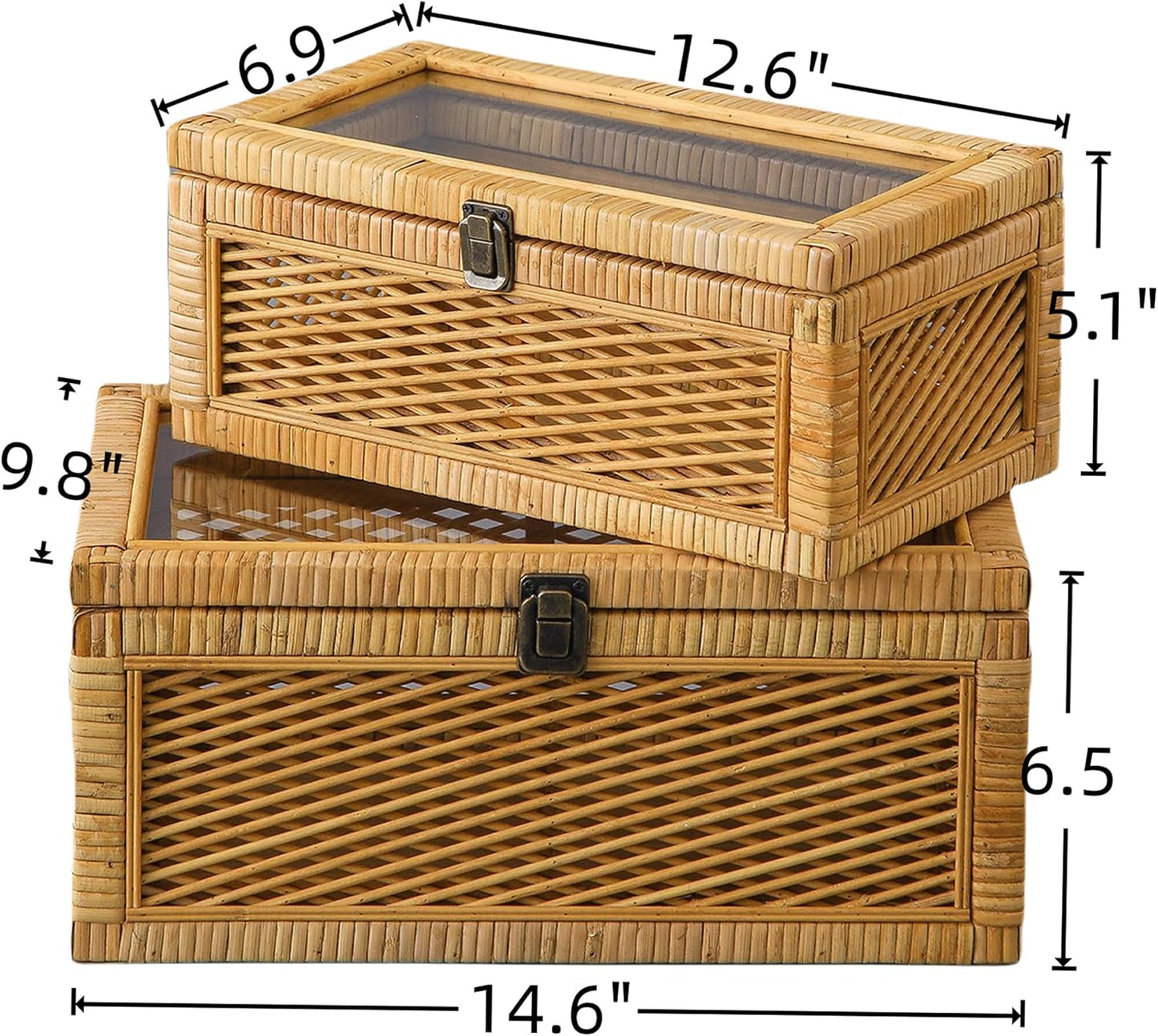 Stackable Decorative Boxes / Brown / Set of 2