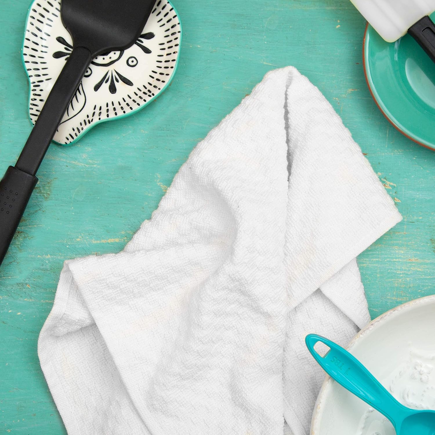COTTON CRAFT Amazing Kitchen Towel - 12 Pack 100% Cotton Waffle Terry Towel | White - 16x28 inch Euro Café Waffle Weave