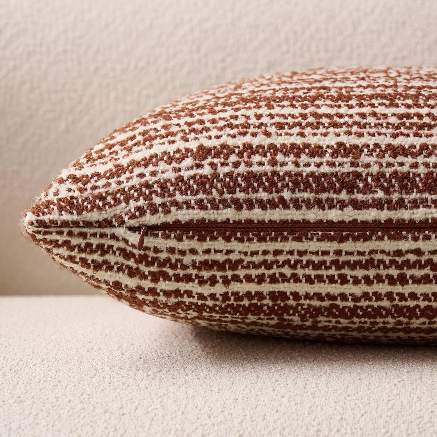 Soft Stripe Chenille Decorative Covers / 18 x 18 / Rust / Set of 2