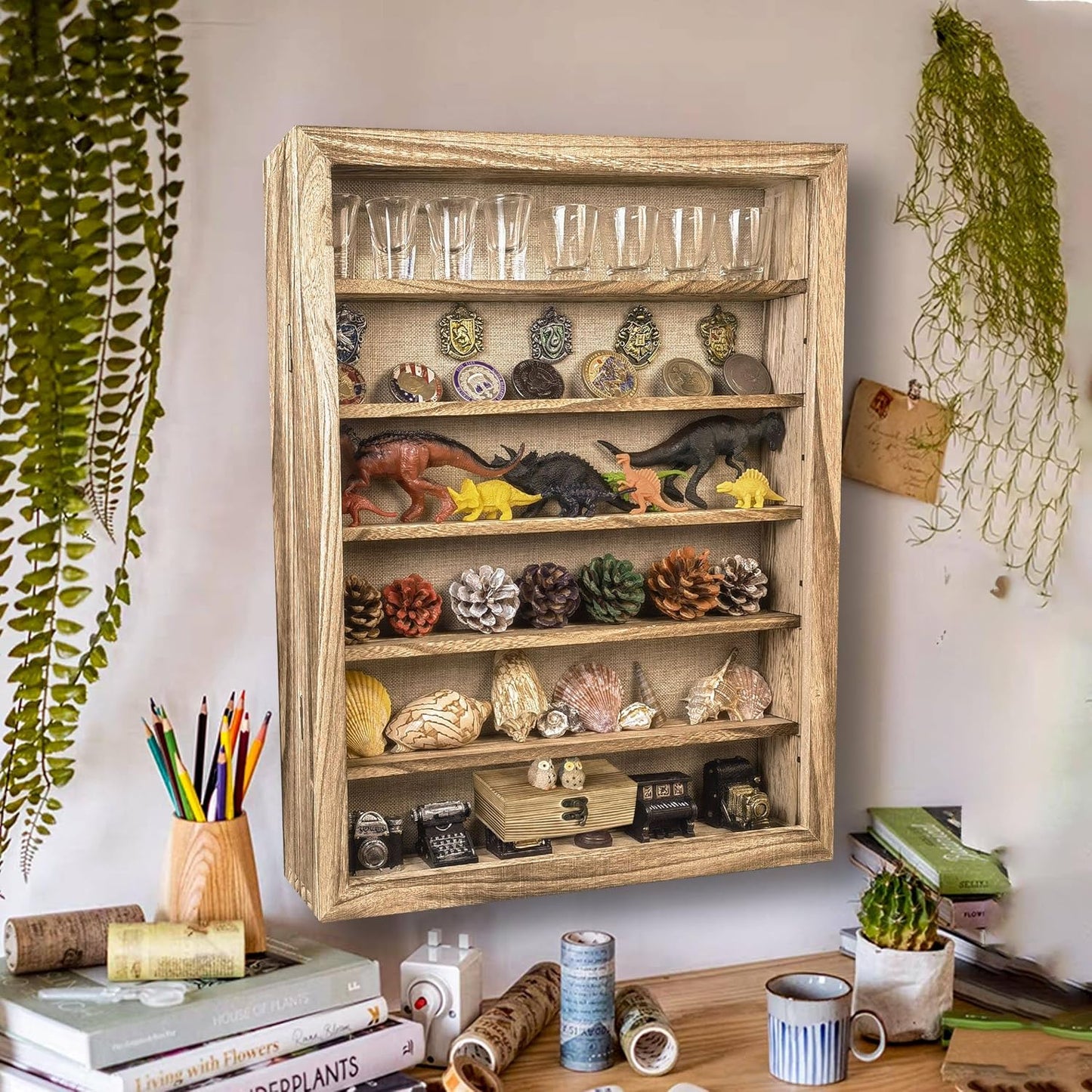 Original Wood Shadow Box Frame 16x20 Shadow Box with Shelves 2.6" Interior Depth Memorial Shadow Box with Linen Back