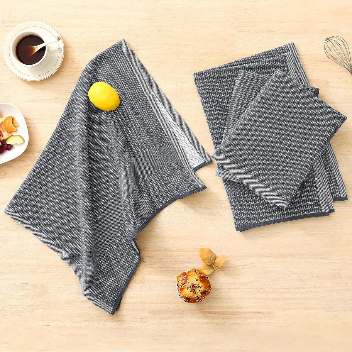Homaxy 380 GSM Cotton Premium Kitchen Towels 12 Pack, 18"x 28", Multicolor | Flat and Terry Dish Towels, Highly
