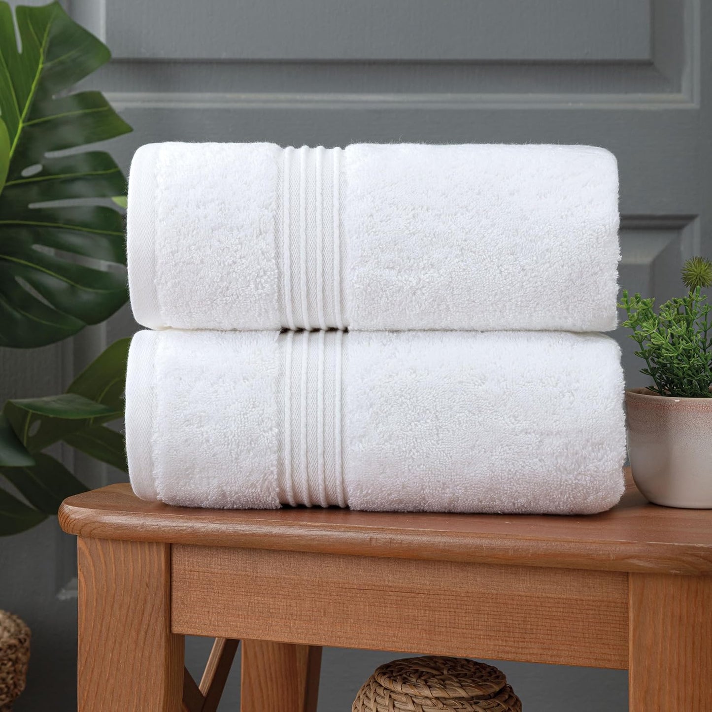 Milara Turkish Cotton Hand Towels 2-Pack, White, 700 GSM, 16x30 in | Soft, absorbent Turkish combed cotton with reduced