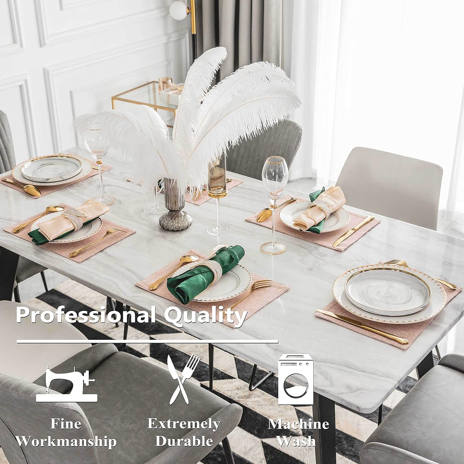 Home Brilliant Placemats Set of 8 Heat Resistant Dining Table Place Mats for Kitchen Table Party Dinner Decorations, 13
