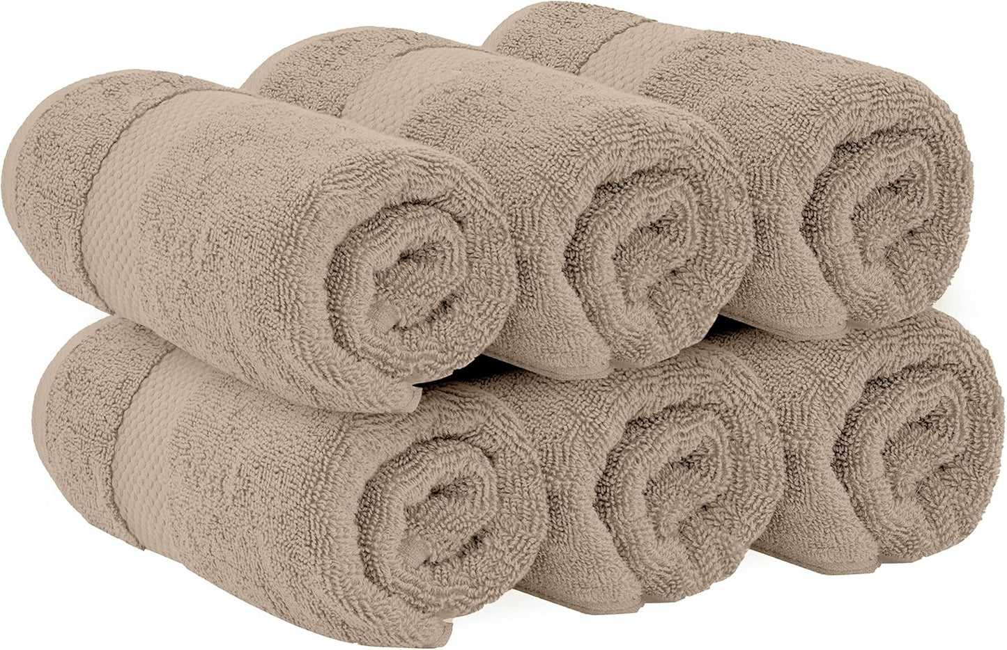 White Classic Luxury Taupe Hand Towels - Soft 100% Turkish Cotton | Highly Absorbent Hotel spa Bathroom Towel