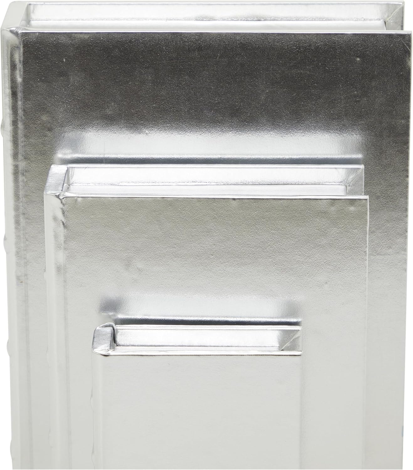 CosmoLiving by Cosmopolitan Faux Leather Decorative Box Faux Storage Book / 12", 9", 6"H / Silver