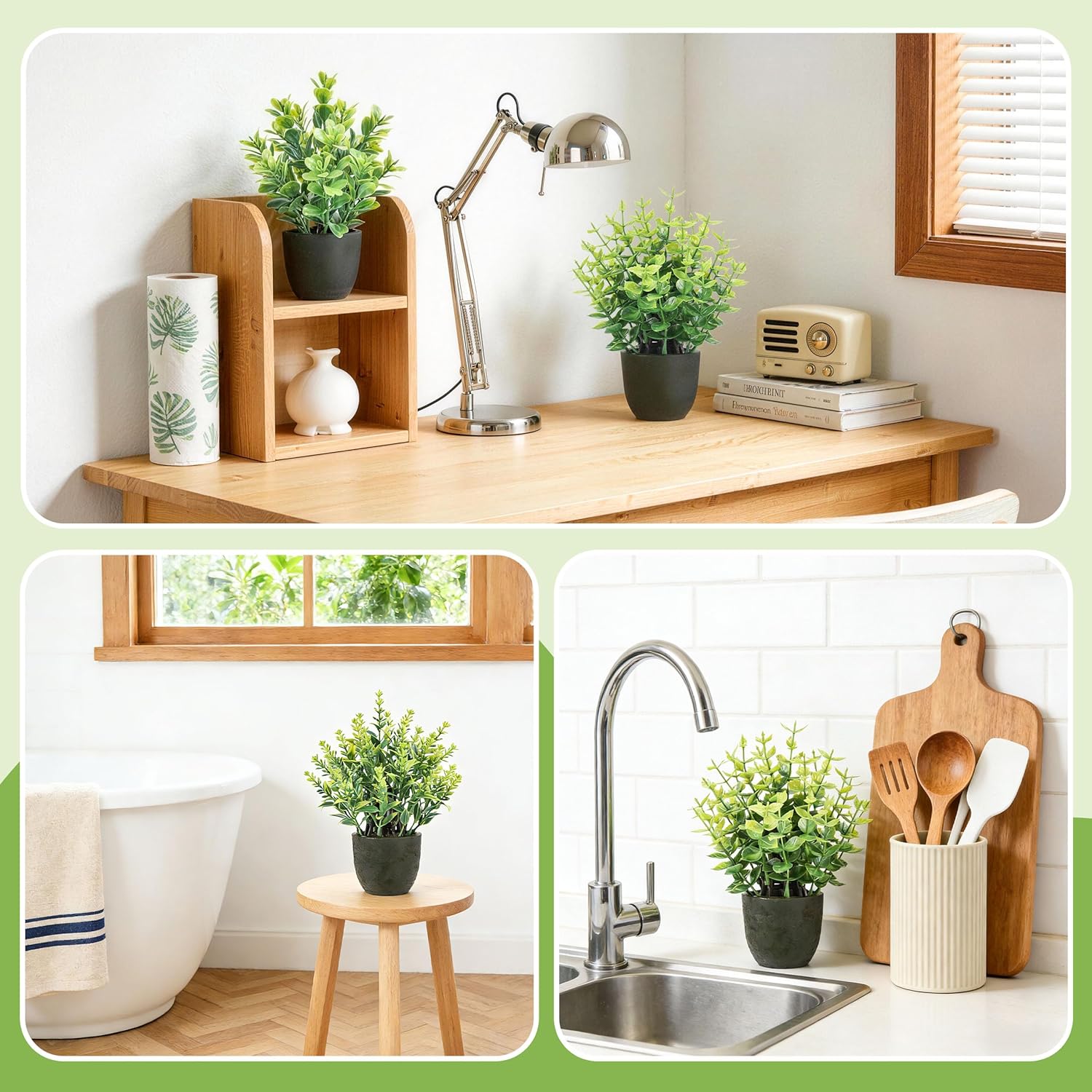 Mini Artificial Plants Indoor in Pots Mixed Fake Plants Greenery Set / Black / Set of 4