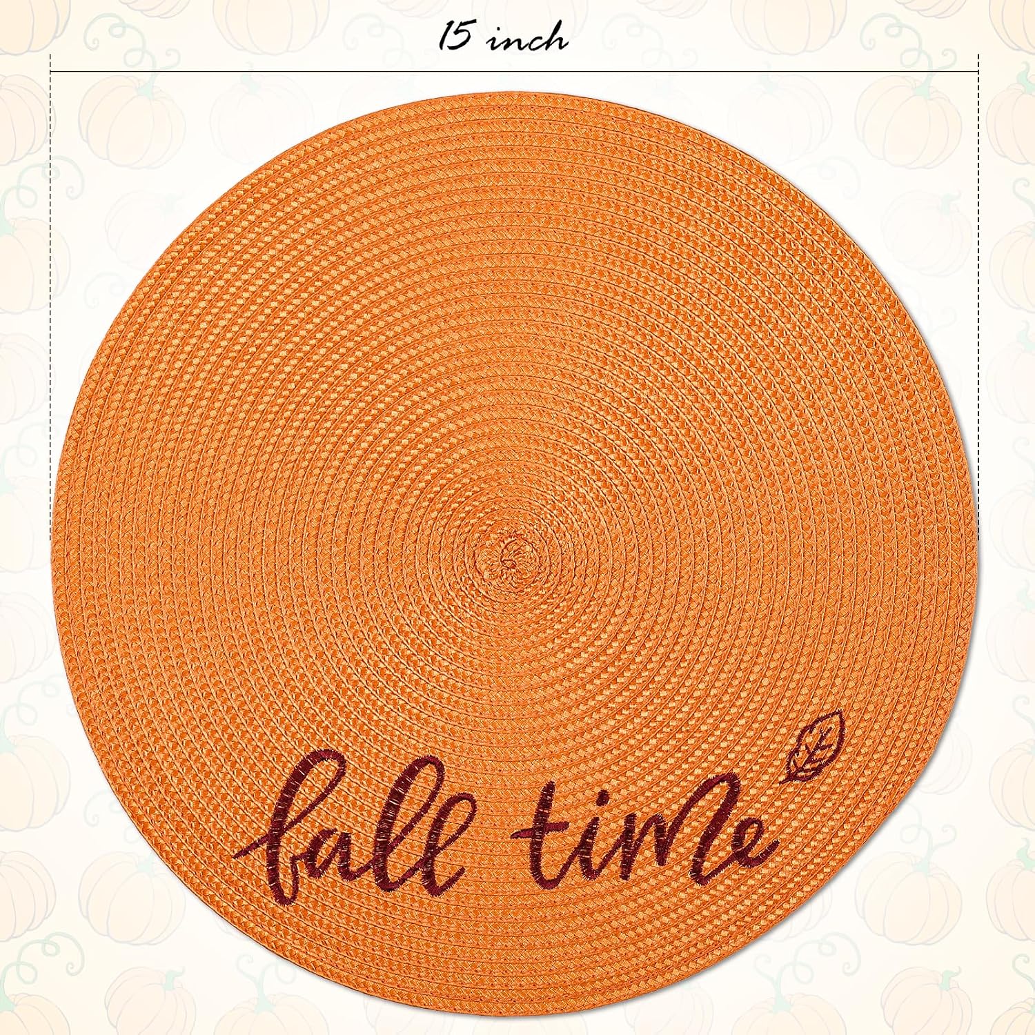 FunWheat Round Placemats Set of 6 Table Mats for Thanksgiving Tables Washable Non-Slip Place mats 15 Inch for