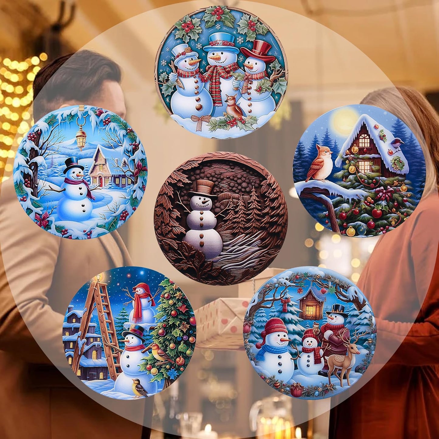 Christmas Coaster 6-Piece Set Size Round Acrylic / of Christmas Series / 3.93 Inch / Set of 6