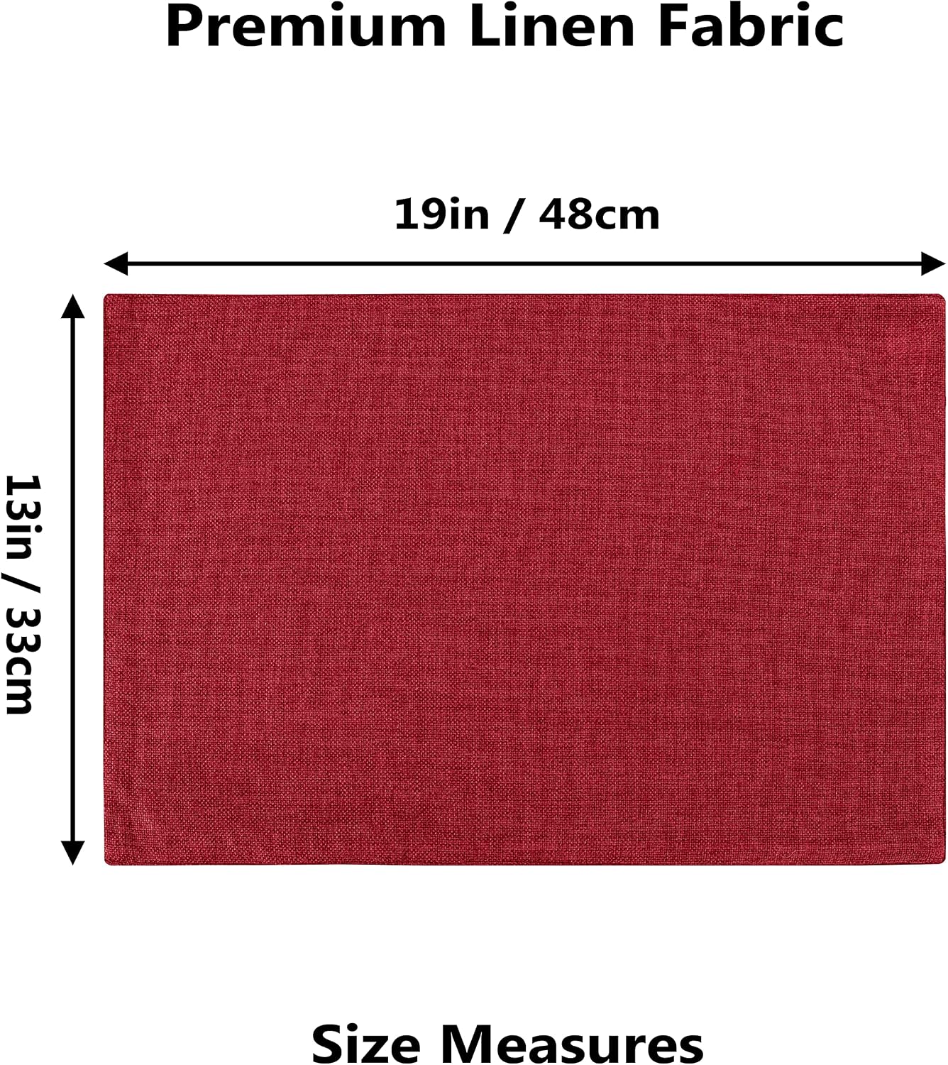 Home Brilliant Cloth Placemats Set of 8 Red Linen Placemats for Dinner Heat Resistant Dining Table Mats Kitchen Place