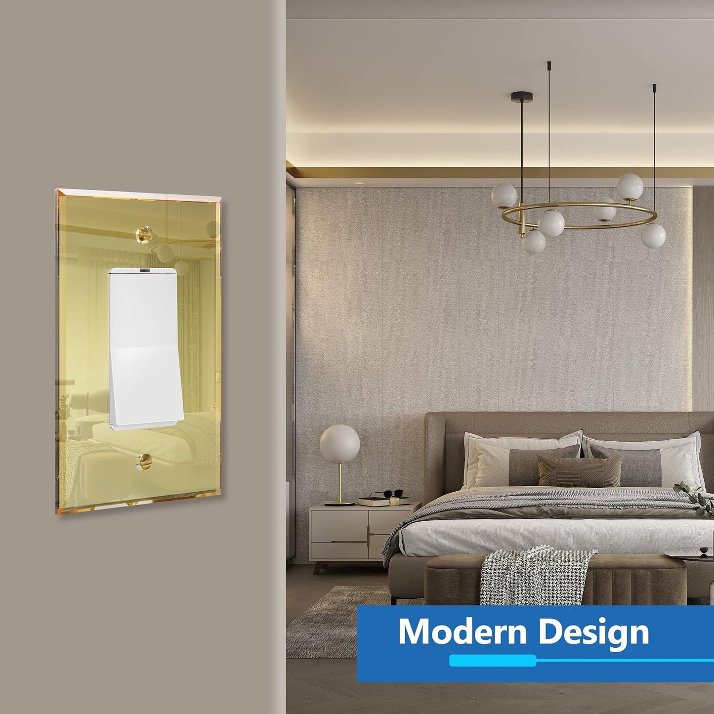 LIDER Reflective Decorator Wall Plate, Oversized 1-Gang, Acrylic, 5-Pack | Mirrored Light Switch Plate, Mirror Glass