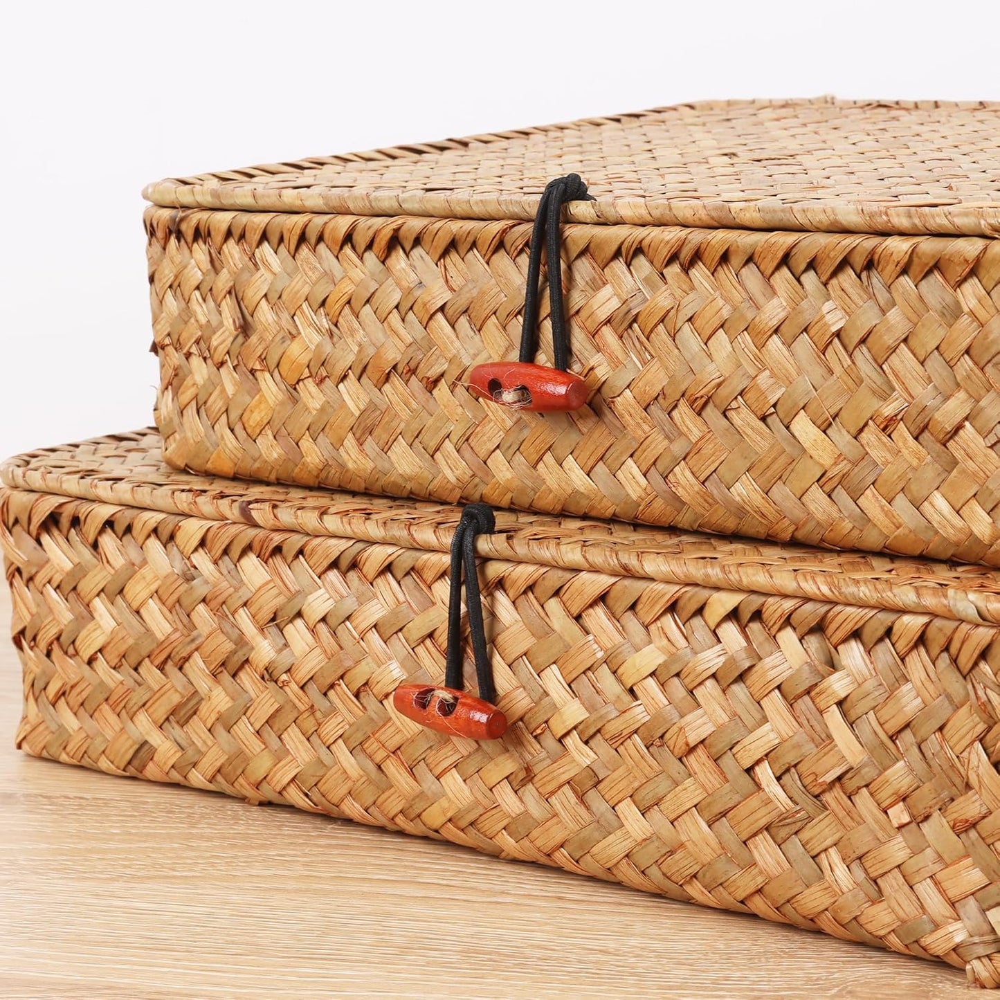 Flat Wicker Shelf Baskets / Natural / Set of 2