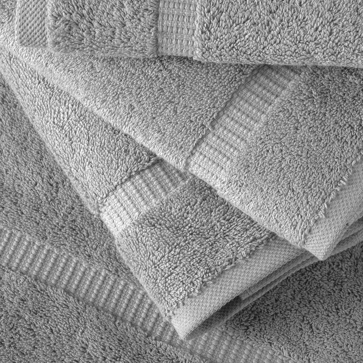 SALBAKOS 6-Piece 100% Turkish Cotton Hand Towels, 16x30 inch, Silver | Large Size Thick Super Soft Highly Absorbent