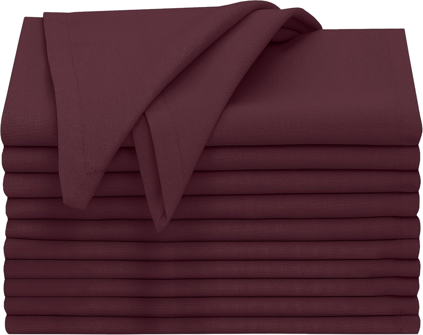Ruvanti Cloth Napkins Set of 12, 100% Cotton 18”x18” - Burgundy | Washable, Soft, Durable & Absorbent Everyday Napkins.