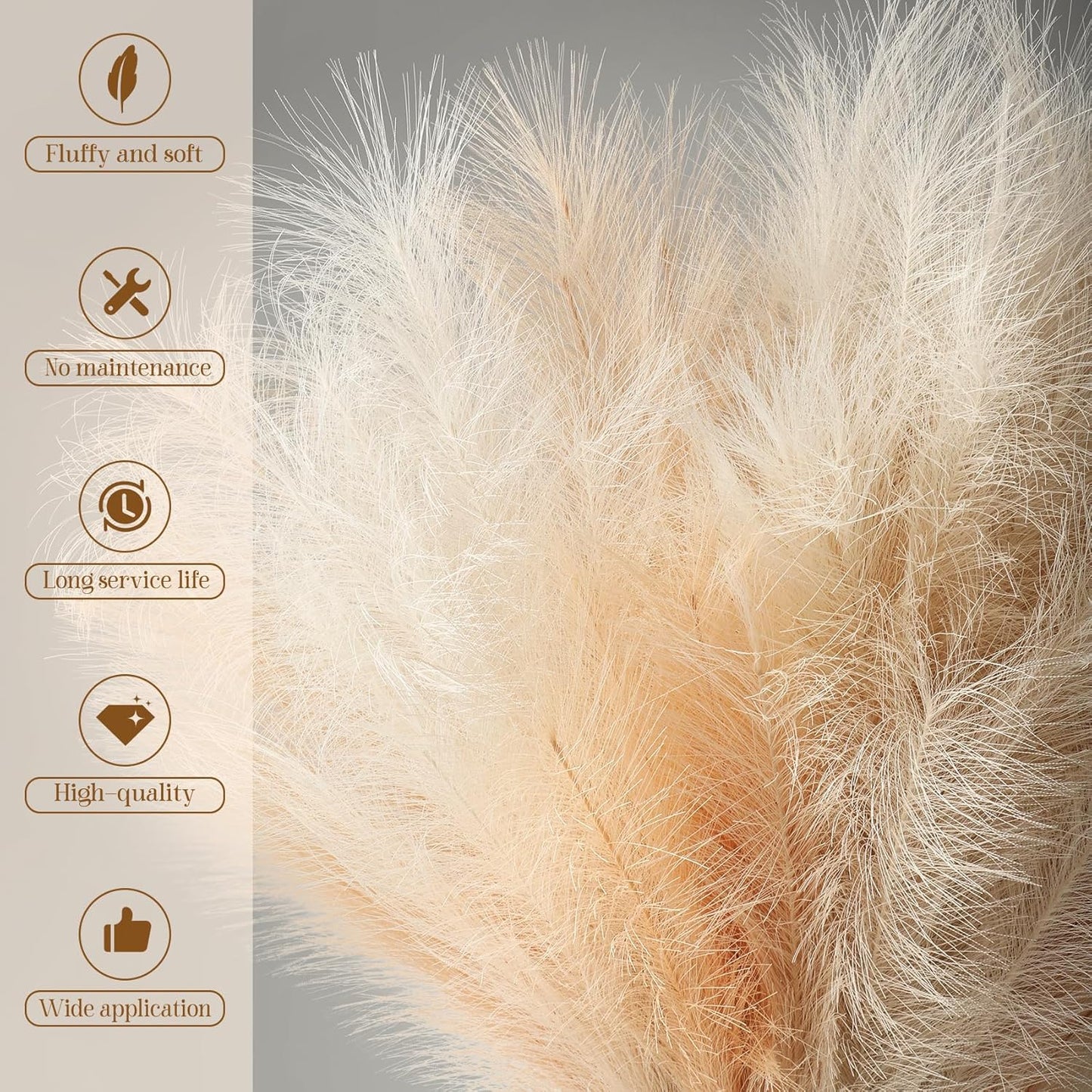 Faux Pampas Grass Decor 38''/97cm Tall Artificial Large Pompous Pompas Floral / Beige / Set of 8