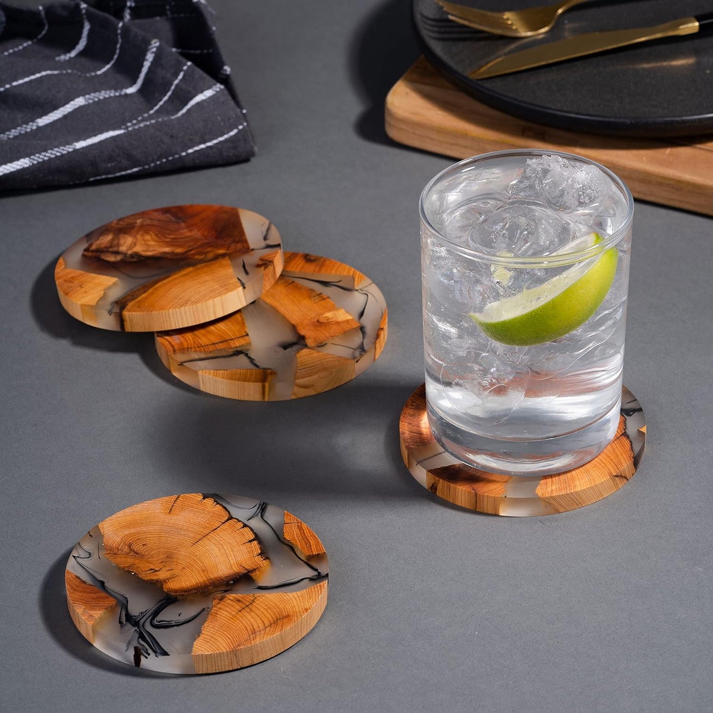 Wooden Absorbent Coasters / Set of 6