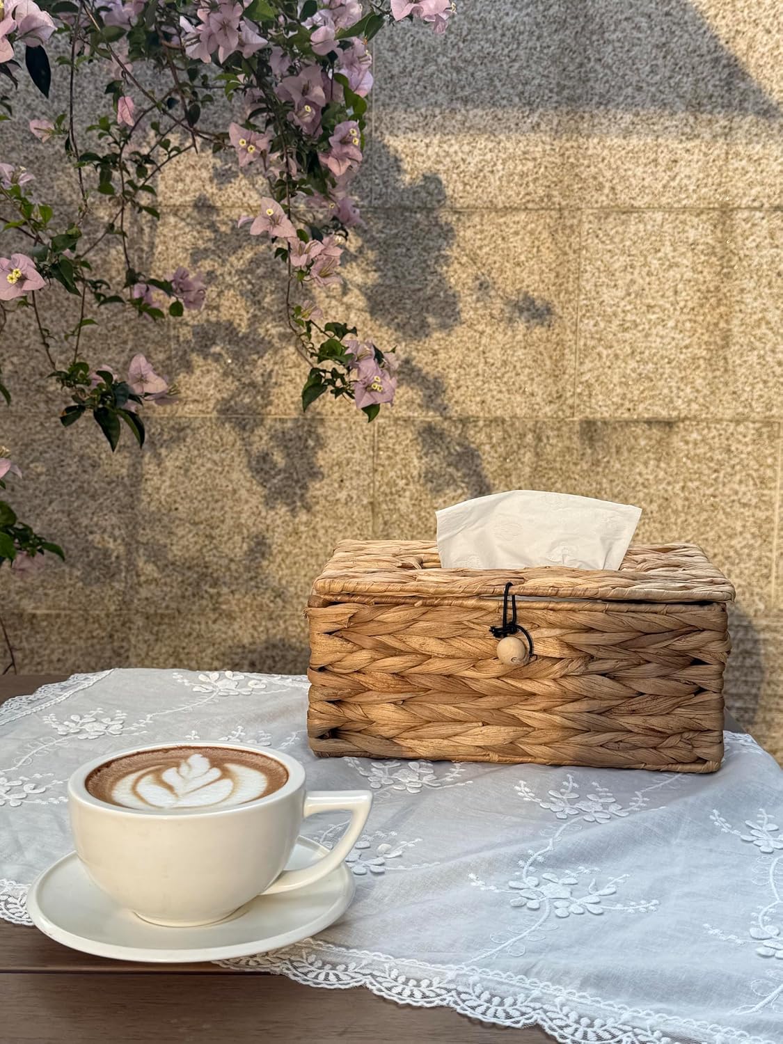 Water Hyacinth Tissue Box Cover Rectangular Decorative Woven Tissue Box Holder / 10.2 x 6.1 x 4.7