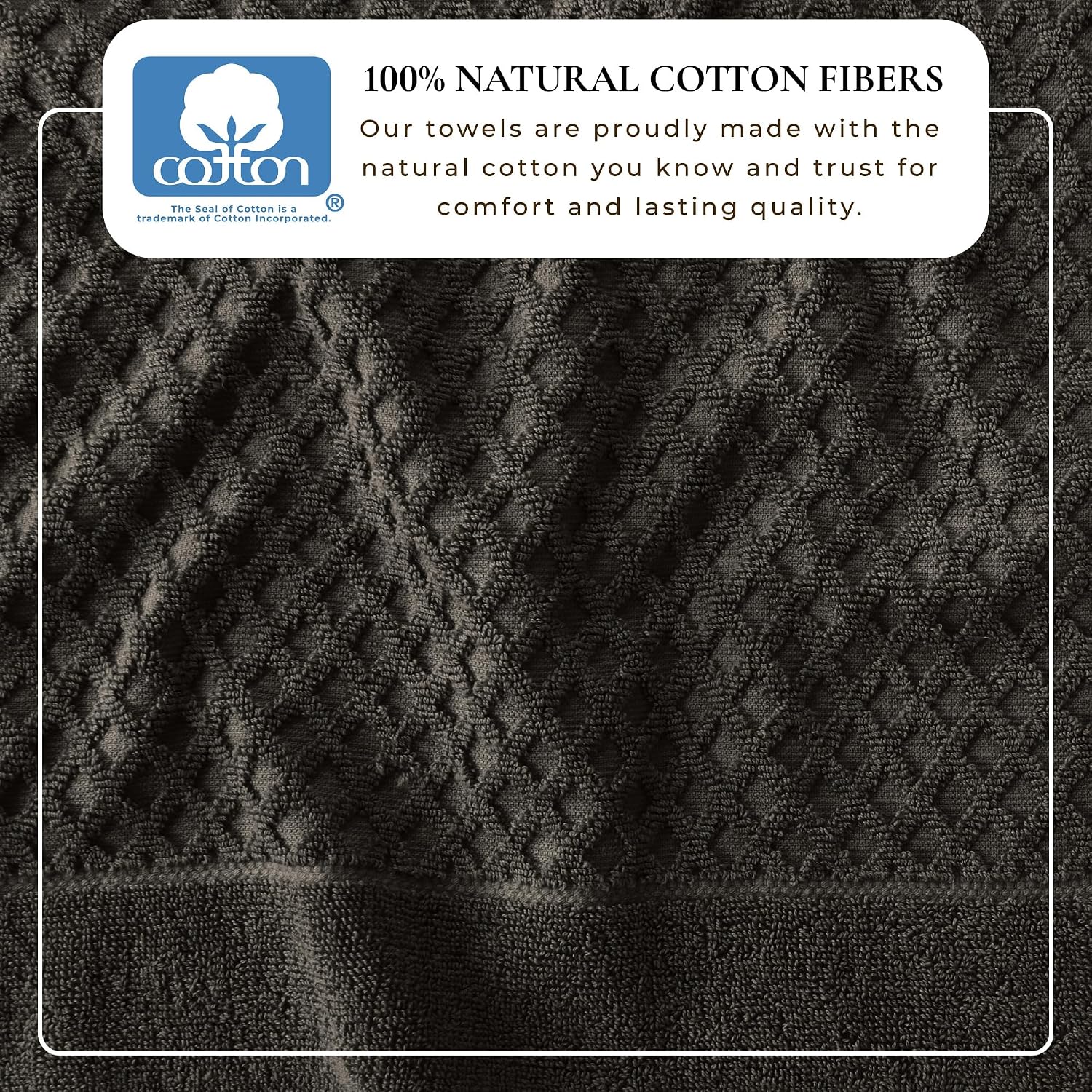 Great Bay Home Bath Towels - 100% Cotton 6 Piece Towel Set - Diamond Waffle Weave - Absorbent, Durable, Quick-Dry