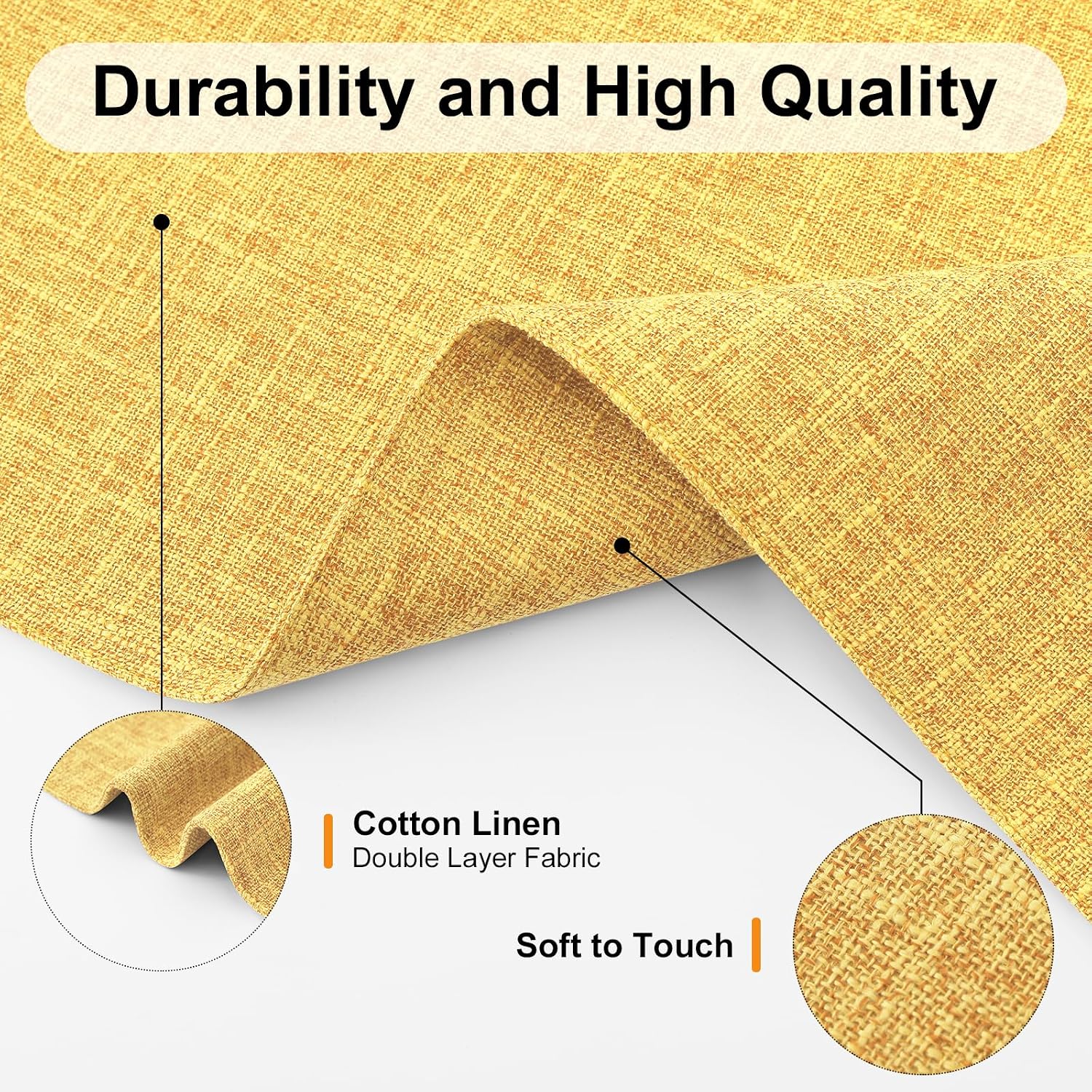 Homaxy Cloths Placemats for Dining Table Set of 6, 13" x 19",Mustard Yellow | Heat Resistant, Washable, Cotton Linen