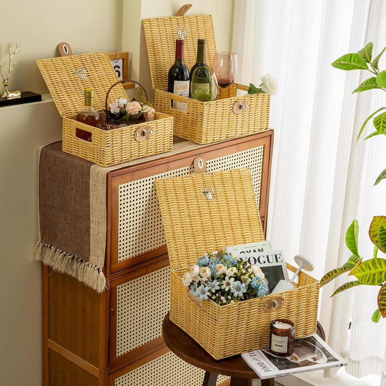 Woven Baskets / Wicker Storage Baskets / Set of 3