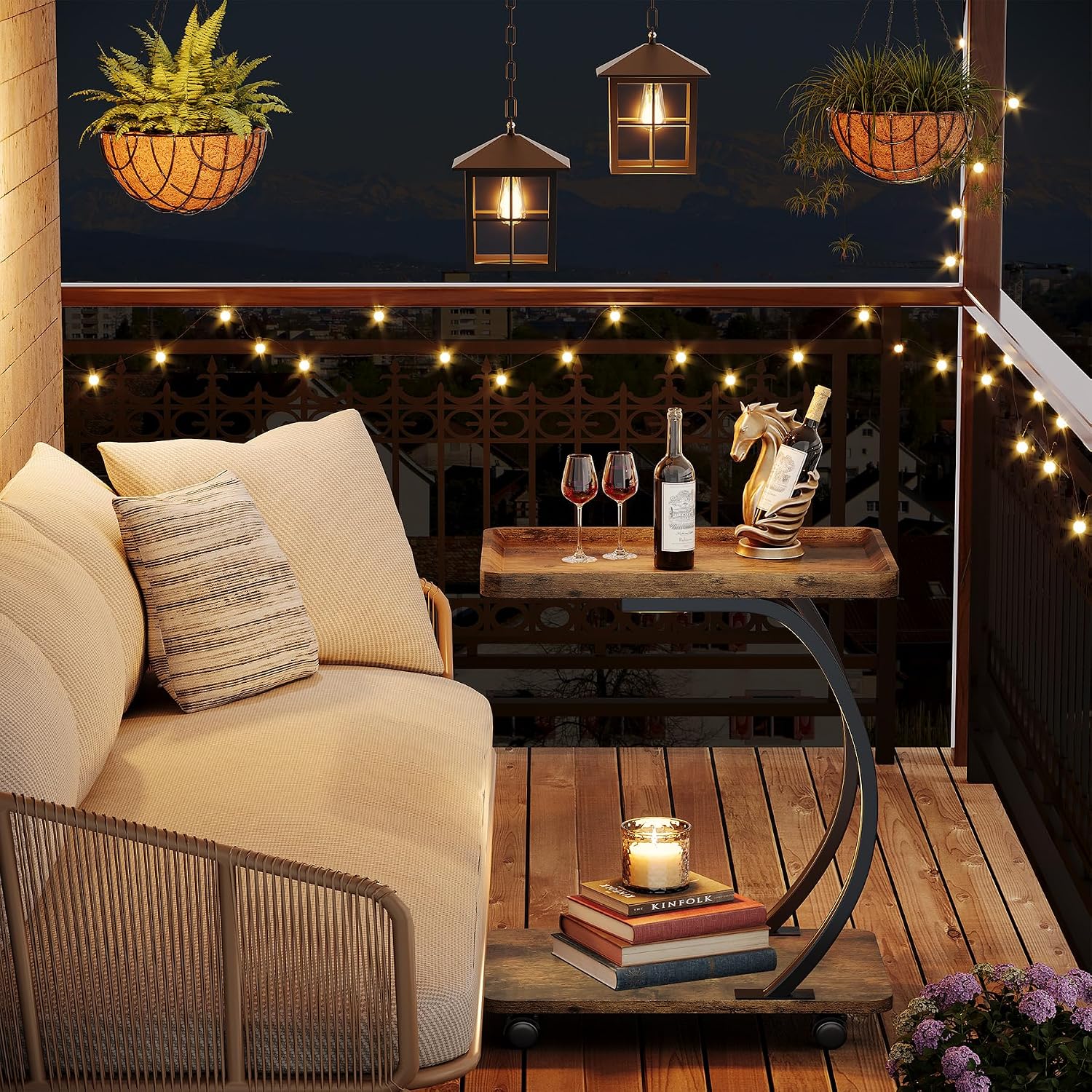 Wood Bedside Snack Couch Table