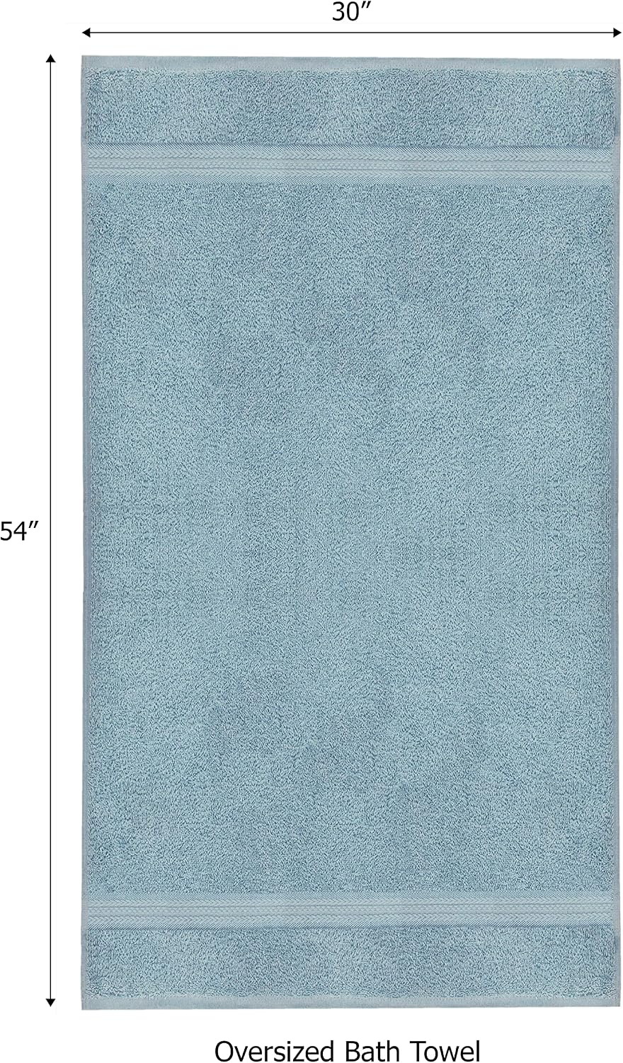 COTTON CRAFT Ultra Soft Bath Towels - 4 Pack 100% Cotton Large 30x54 inches | Oversized 580 GSM Absorbent Light Blue