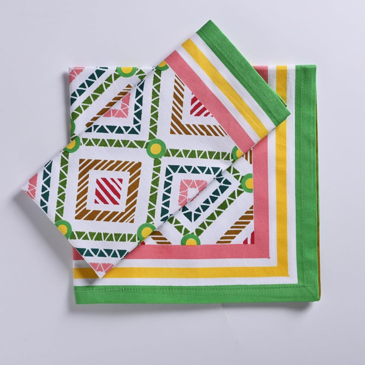 FINGERCRAFT Cloth Napkins Set of 12, 100% Cotton, 20x20 in, Diamond Mosaic | Mitered corner, washable, soft, absorbent