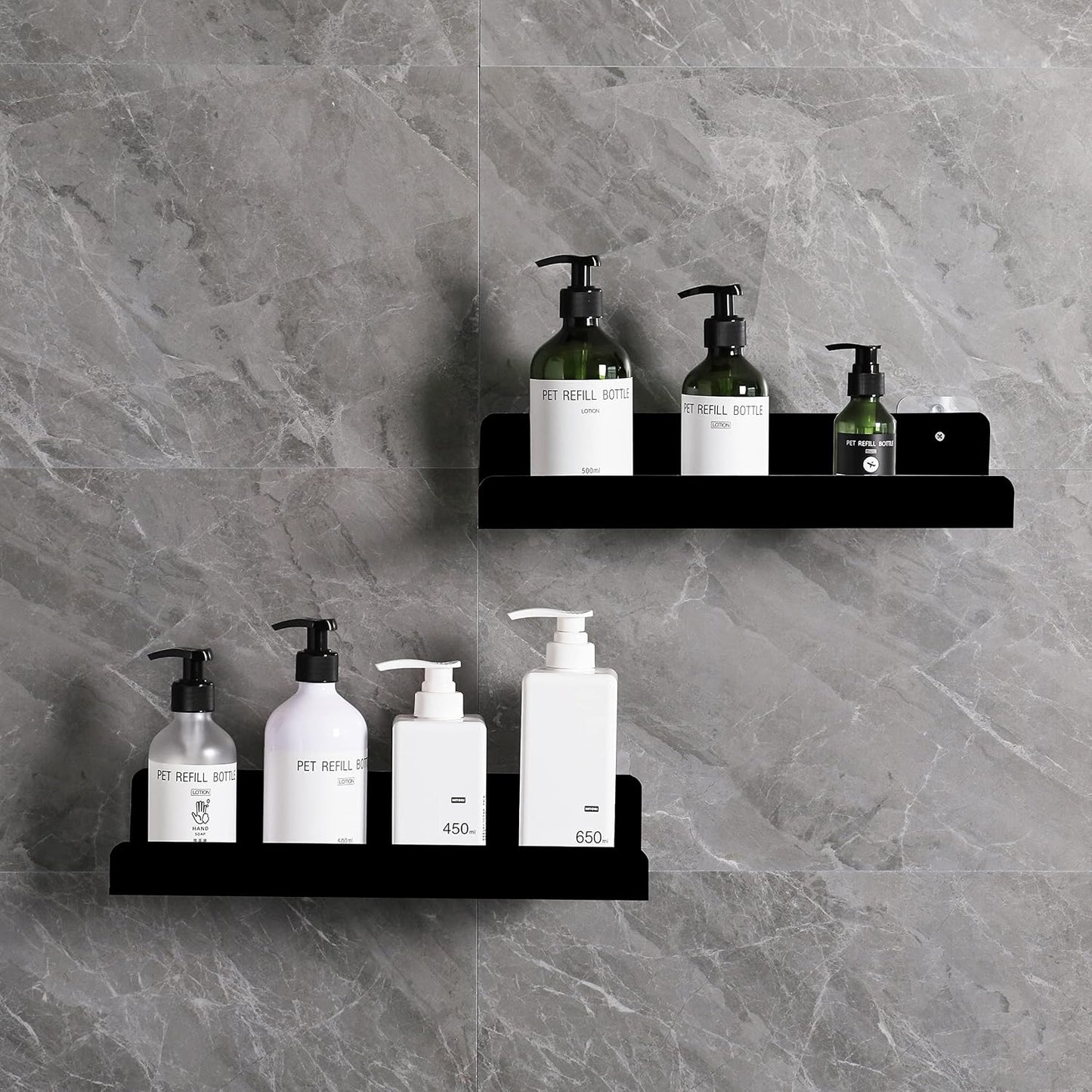 Sooyee 6 Pack Black Floating Shelves, 15 Inch Acrylic Shelves, Wall Mounted Bookshelf, Invisible Picture Ledge Display