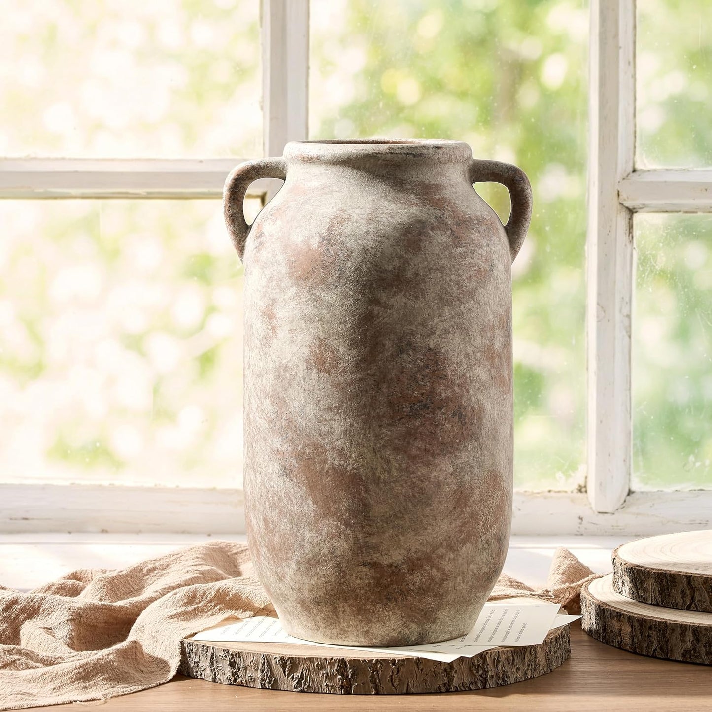 Tall Ceramic Farmhouse Rustic Table Vases / 12" Retro / 12 Inch