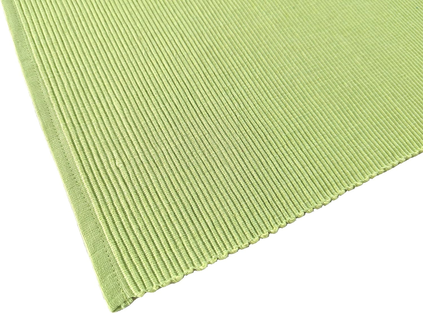 100% Cotton Ribbed Placemats - Set of 8-13 x 19 Inches - Light Lime Green - Everyday Cloth Table Mats - Thick