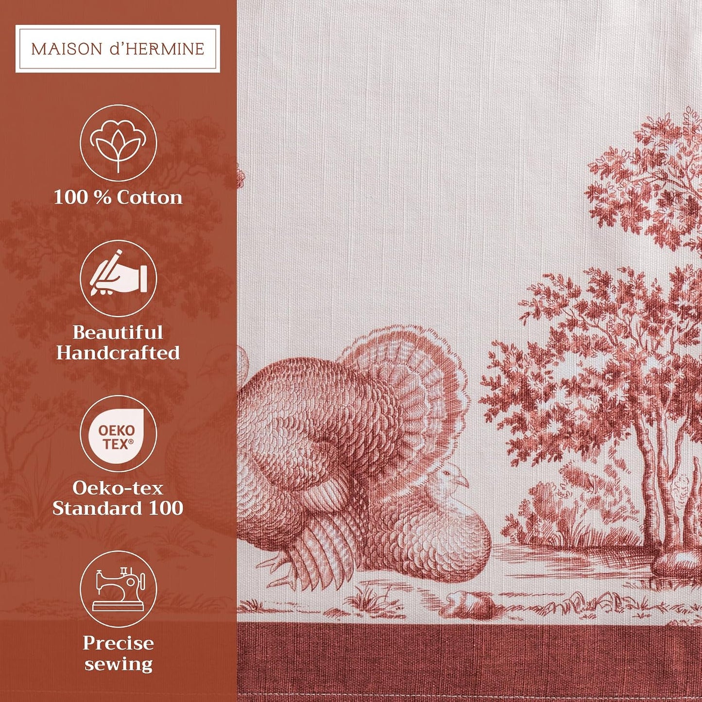 Maison d' Hermine Placemats Set of 4 Reusable 100% Cotton (13"x19") | Cloth Place Mats Washable Table Mats for Kitchen