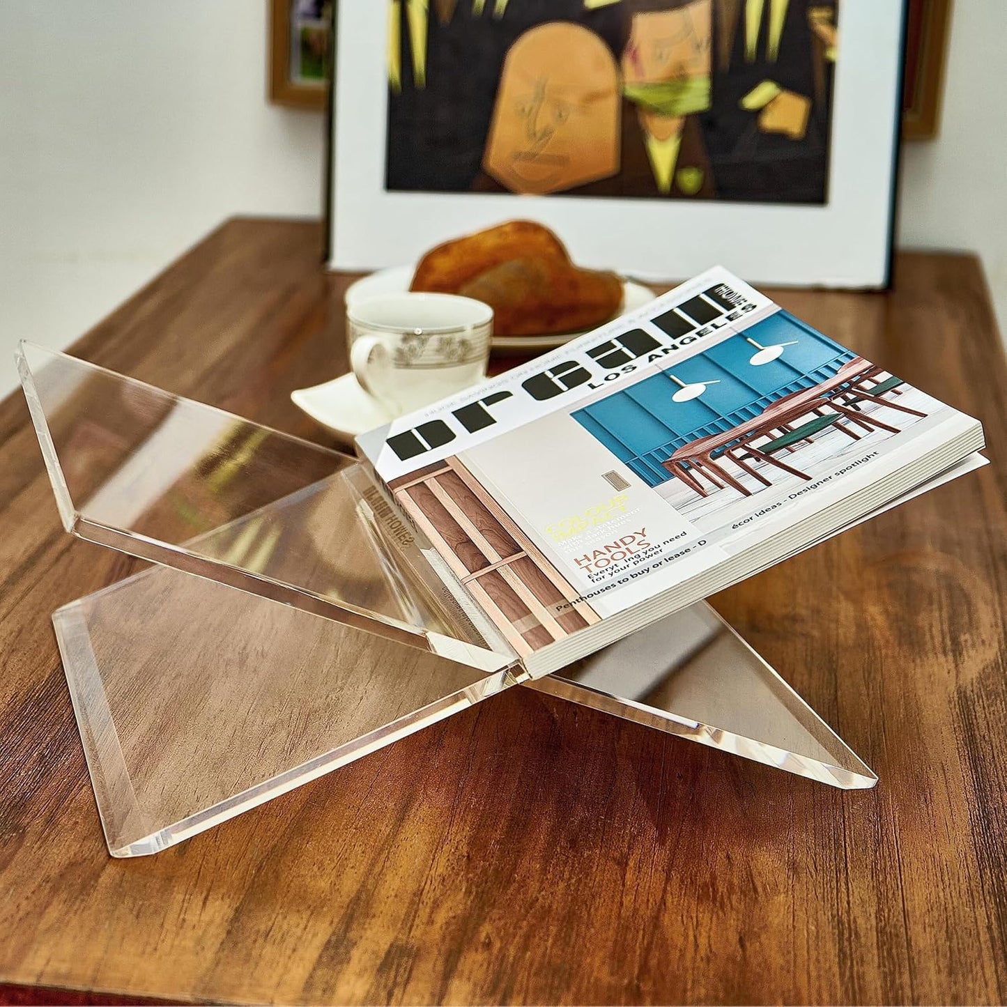 Honygebia Clear Acrylic Book Stands - Cross Frame Acrylic Book Holder, Open Bookstand for Display and Reading, Suitable