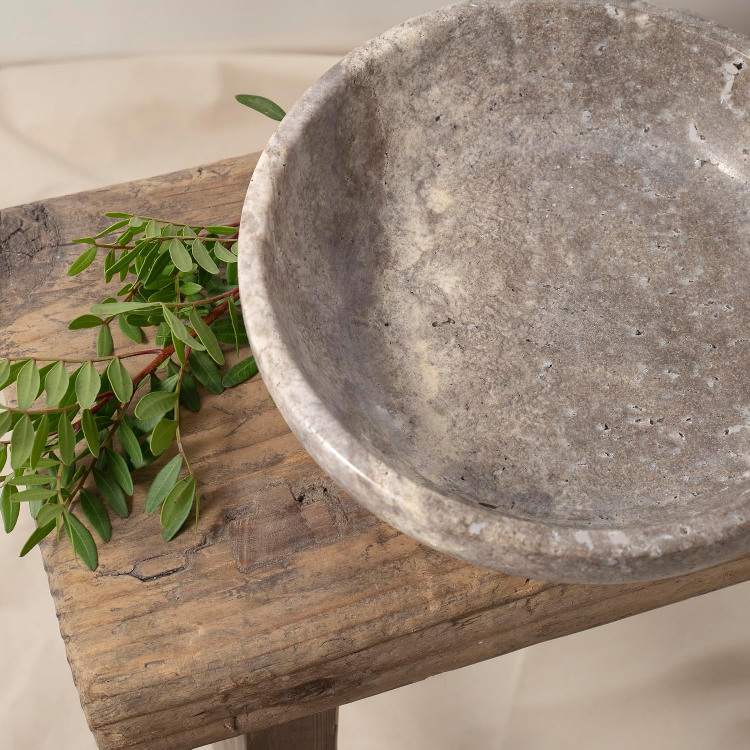 Travertine Decorative Bowls / Silver-gray