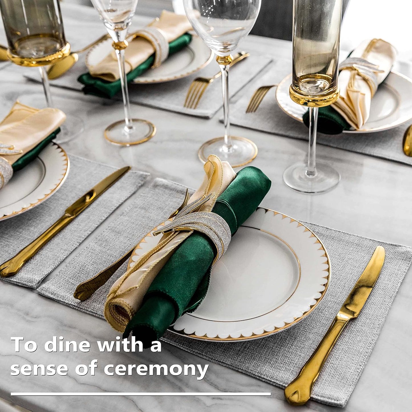Home Brilliant Cloth Placemats Set of 6 Table Place Mats Light Grey Placemat Easy to Clean Heat Resistant Machine