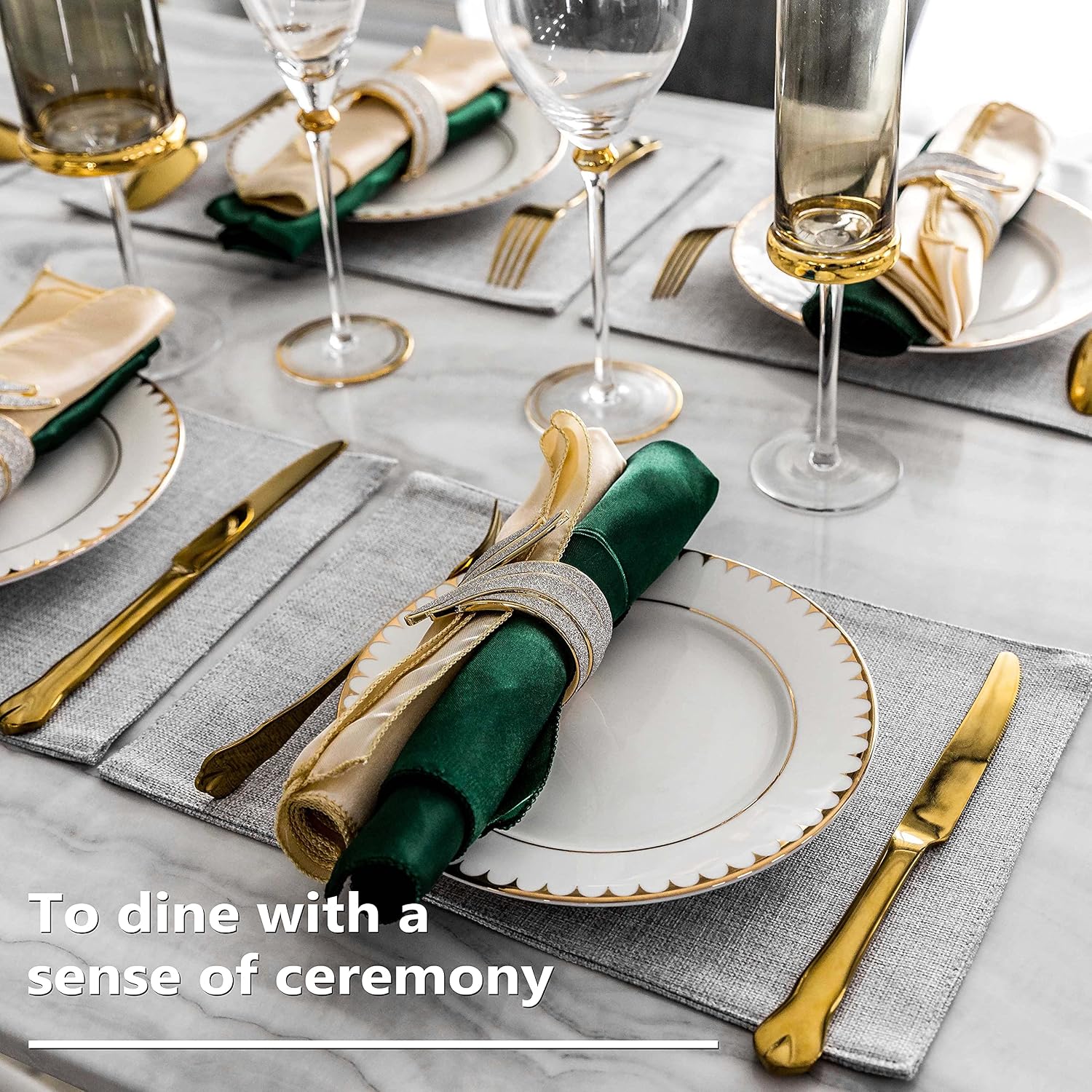 Home Brilliant Cloth Placemats Set of 6 Table Place Mats Light Grey Placemat Easy to Clean Heat Resistant Machine