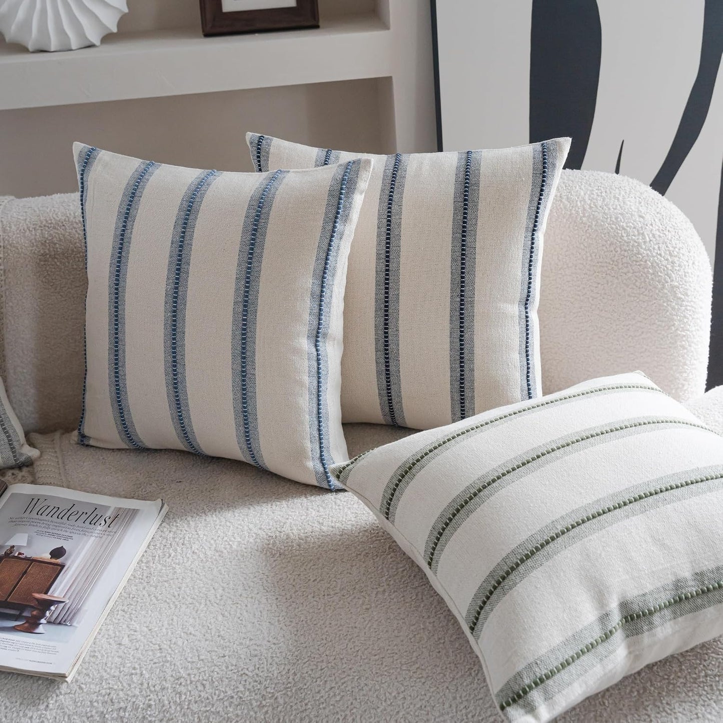 Boho Throw Pillow Covers / Navy Blue / 18 x 18 / Set of 2