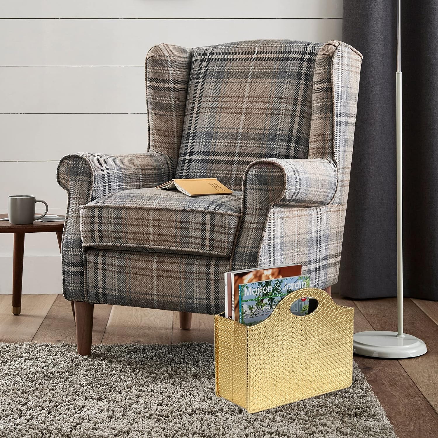 HofferRuffer Magazine Basket Holder, Foldable Magazine Rack, Document File Holder Organizer, File Folder, Newspaper